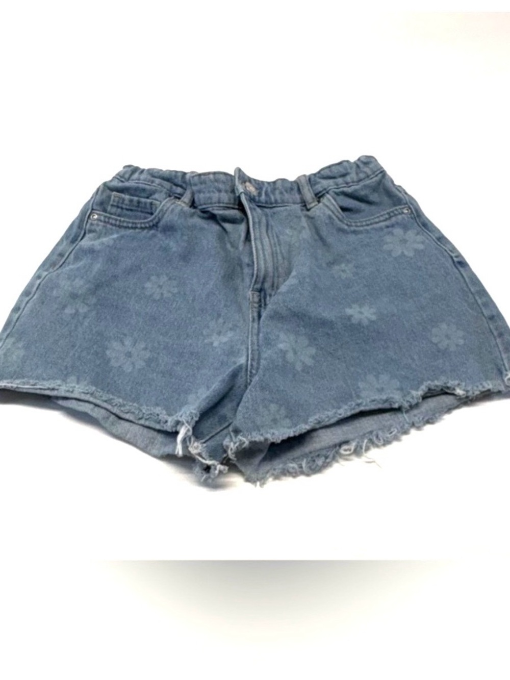 UKIDS Floral Print Distressed Denim Shorts Light Mid Wash Size 16